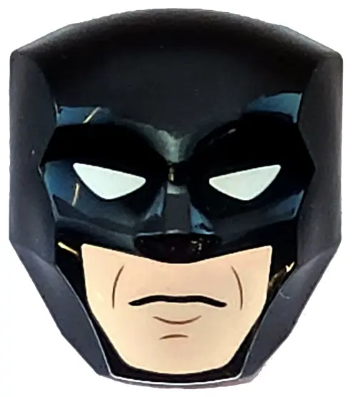 Black Large Figure Face with Brow and Nose Detail, 2 x 2 Round Brick Attachment with White Eyes and 