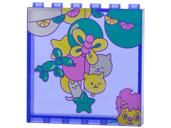 Trans-Purple Panel 1 x 6 x 5 with Dark Turquoise, Dark Pink, Silver, and Yellow Balloons and Garland