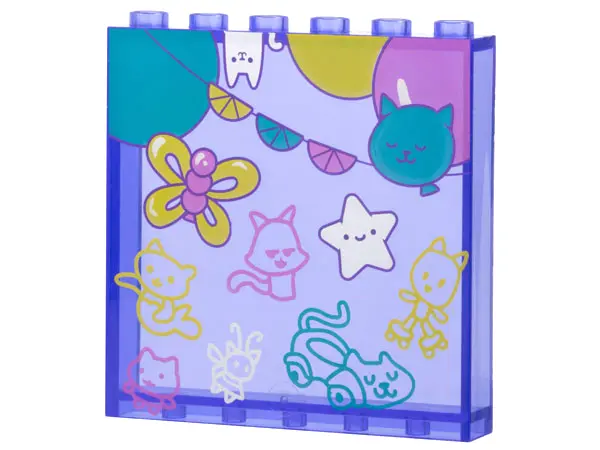 Trans-Purple Panel 1 x 6 x 5 with Dark Turquoise, Dark Pink, Silver, and Yellow Balloons, Garland, M