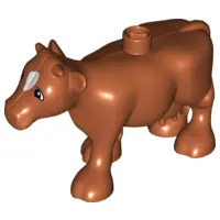 Dark Orange Duplo Cow Adult, Walking