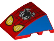 Red Wedge 4 x 3 Triple Curved No Studs with Web, Black Spider and Yellow Eyes Pattern