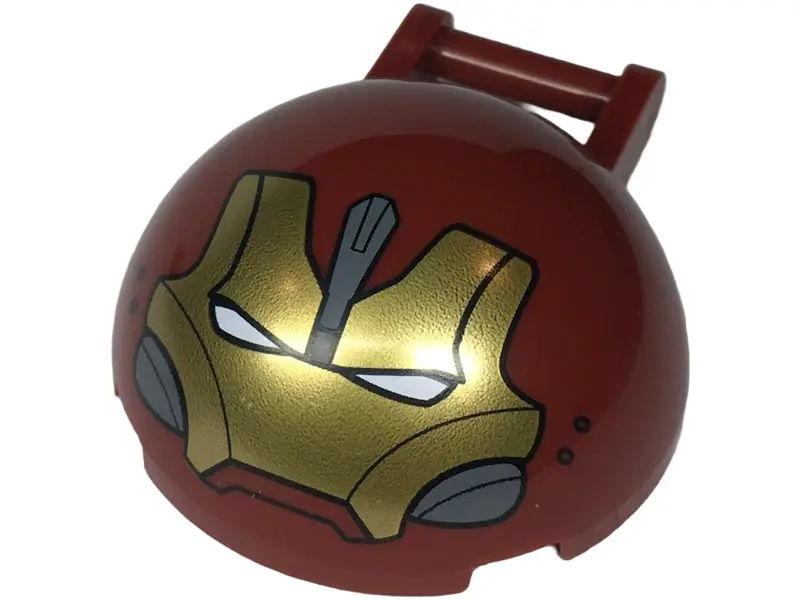 Dark Red Windscreen 4 x 4 x 1 2/3 Canopy Half Sphere with Bar Handle with Gold Hulkbuster Face with 