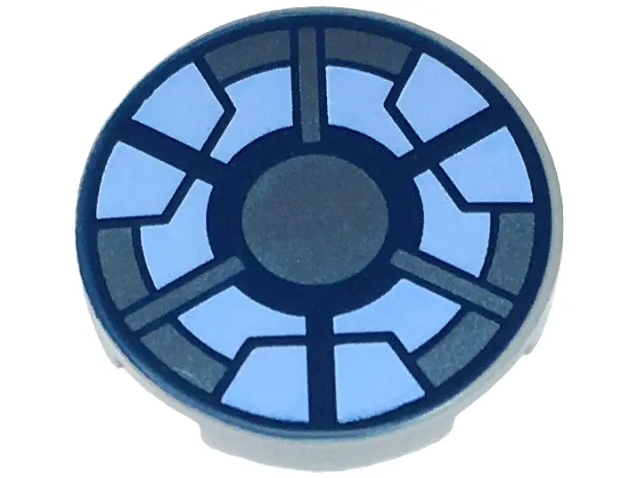 Light Bluish Gray Tile, Round 2 x 2 with Bottom Stud Holder with Dark Blue, Metallic Light Blue, and