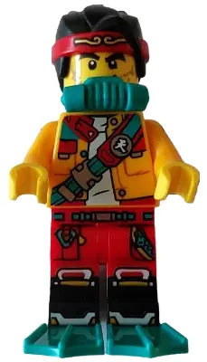 Monkie Kid - Bright Light Orange Open Jacket with Shoulder Strap, Dark Turquoise Scuba Breathing Reg