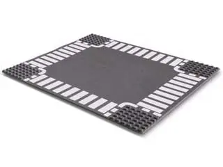 Dark Bluish Gray Baseplate, Road 32 x 32 6-Stud Crossroad with White Dashed Lines and Crosswalks Pat