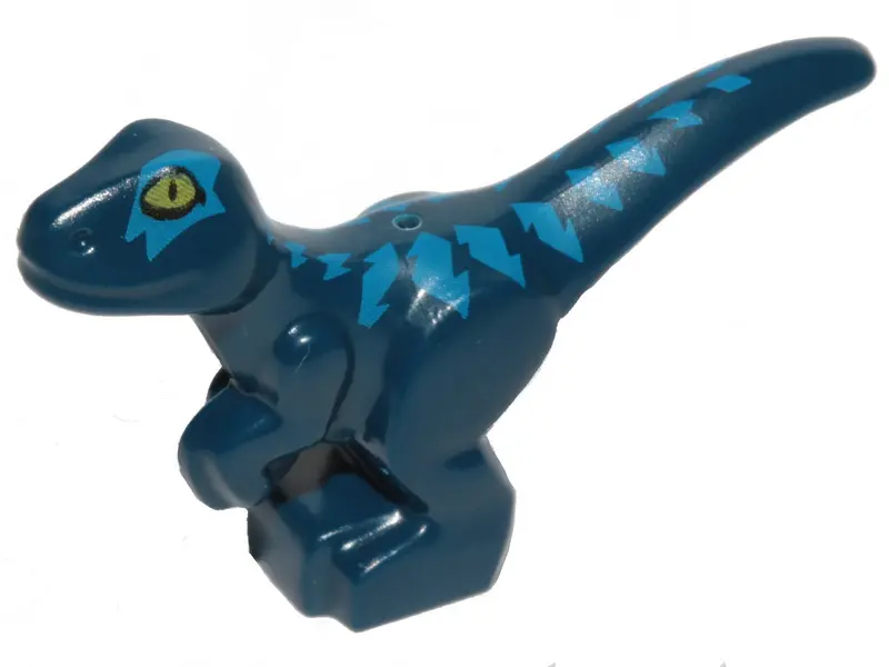 Dark Blue Dinosaur Baby Standing with Blue Markings and Yellow Eyes Pattern