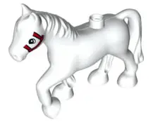 White Duplo Horse with Red Bridle Pattern