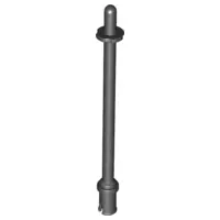 Black Bar   8L with Stop Rings and Pin (Technic, Figure Accessory Ski Pole) - Rounded End