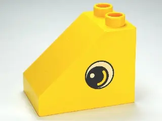 Yellow Duplo, Brick 3 x 2 x 2 Slope with Eye Pattern