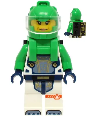 Astronaut - Female, White Spacesuit with Bright Green Arms, Bright Green Helmet, Trans-Clear Visor, 