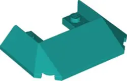 Dark Turquoise Wedge 6 x 4 Cutout (Train Roof) with 5 Large Bottom Tubes