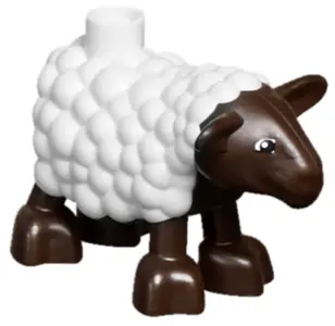 White Duplo Sheep, Lamb with Dark Brown Legs and Head Pattern