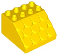 Yellow Duplo, Brick 4 x 4 x 2 Slope with Shingles Profile