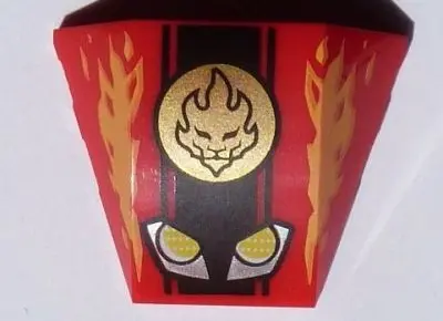 Red Wedge 4 x 3 Triple Curved No Studs with Yellow and Silver Headlights, Gold Ninjago Fire Power Em