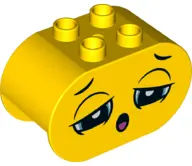 Yellow Duplo, Brick 2 x 4 x 2 Rounded Ends with Tired Face and Sleeping Face on Reverse Pattern