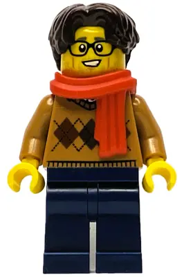 Wintertime Carriage Passenger - Male, Medium Nougat Argyle Sweater, Dark Blue Legs, Dark Brown Hair,
