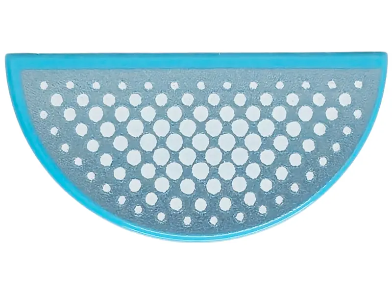 Azure Tile, Round 1 x 2 Half with White Gradient Dots on Metallic Light Blue Background Pattern