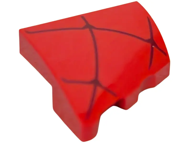 Wedge 2 x 2 x 2/3 Left with Dark Red Spider Web Pattern