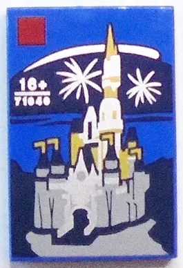 Blue Tile 2 x 3 with LEGO Disney Set 71040 Disney Castle Box Art Pattern