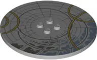 Light Bluish Gray Tile, Round 8 x 8 with 4 Studs in Center with Dark Bluish Gray and Gold Circles Pa