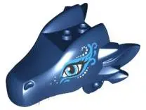 Dark Blue Dragon Head (Elves) Jaw Upper with Medium Blue Eyes and Blue Swirls Pattern (Sapphire)