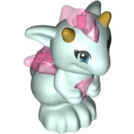 Light Aqua Dragon, Elves, Baby with Molded Trans-Dark Pink Stomach, Spines, and Wings and Printed Go