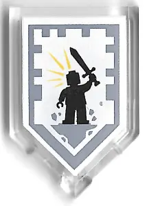Trans-Clear Tile, Modified 2 x 3 Pentagonal with Nexo Power Shield Pattern - Battle Cry