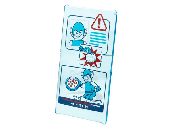 Trans-Light Blue Glass for Window 1 x 4 x 6 with Medium Azure, Red and White Warning Screen, Green G
