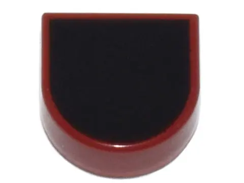 Dark Red Tile, Round 1 x 1 Half Circle Extended with Black Surface Pattern
