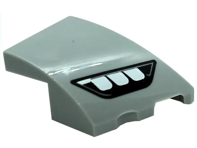 Light Bluish Gray Wedge 3 x 2 Right No Studs with Mercedes-Benz Car Headlight, Silver Outline, 3 Rec