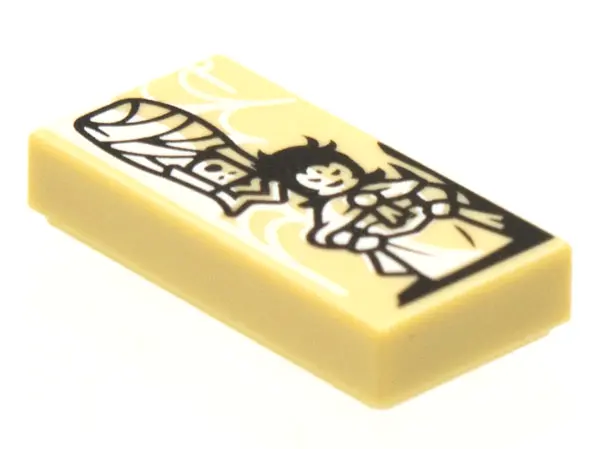 Tan Tile 1 x 2 with Journey to the West Page with Spider Demoness Pattern