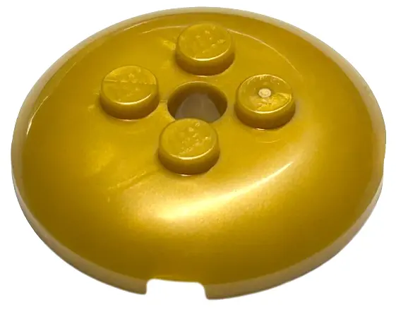 Pearl Gold Brick, Round 4 x 4 x 2/3 Dome Top with Hole