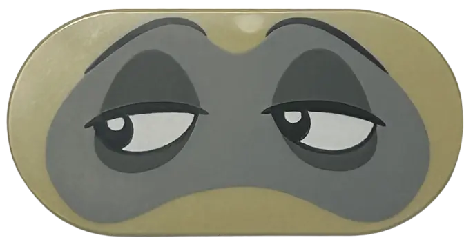 Tan Tile, Round 2 x 4 Oval with Black Eyebrows, White Eyes, and Dark Bluish Gray Eye Shadow on Light