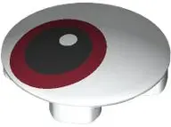 White Plate, Round 2 x 2 with Rounded Bottom (Boat Stud) with Dark Red Eye Pattern