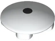 White Plate, Round 2 x 2 with Rounded Bottom (Boat Stud) with Small Black Circle / Eye Pattern