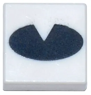 White Tile 1 x 1 with Black Oval with Cutout Pattern