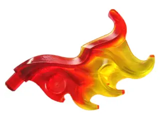 Trans-Red Wave Rounded Curved Wing with Bar End (Flame) with Marbled Trans-Yellow Pattern