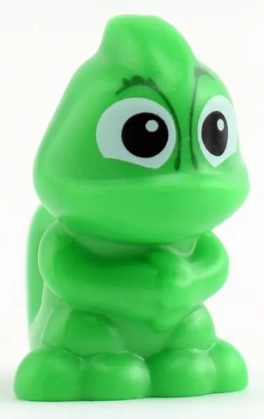 Bright Green Chameleon, Friends Style, Upright with Hole on Top and Hole on Tail with Black Eyes Pat