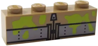 Dark Tan Brick 1 x 4 with Lime Slime and Light Bluish Gray Belt and Zipper Pattern (BrickHeadz Peter