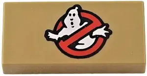 Dark Tan Tile 1 x 2 with Ghostbusters Logo Pattern (BrickHeadz Peter Venkman Sleeve)