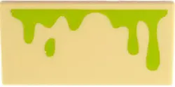 Tan Tile 2 x 4 with Lime Slime Dripping Pattern (BrickHeadz Peter Venkman Forehead)