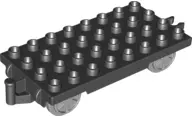 Black Duplo, Train Base 4 x 8 with Light Bluish Gray Train Wheels and Black Movable Hook