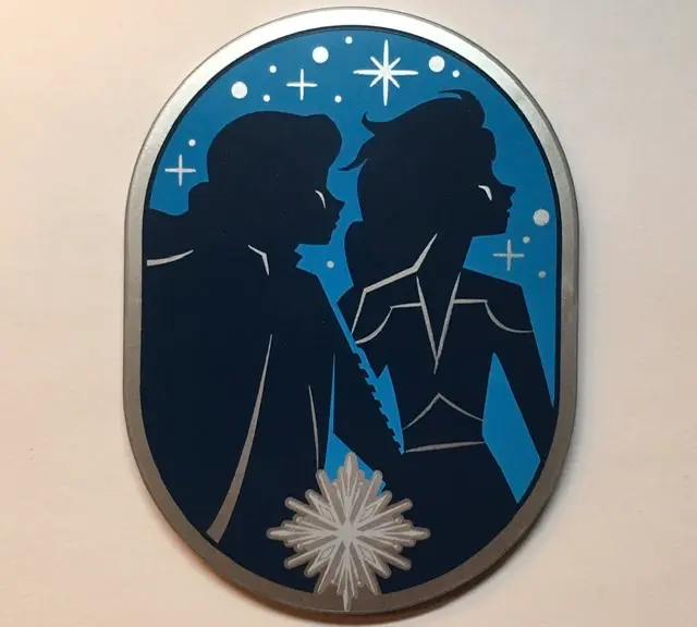 Flat Silver Tile, Round 6 x 8 Oval with Frozen Elsa and Anna Pattern