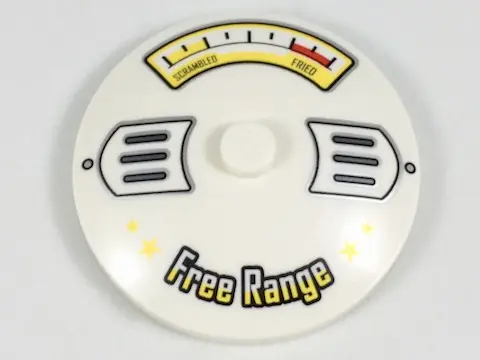 White Dish 4 x 4 Inverted (Radar) with Solid Stud with Scrambled / Fried Gauge and 'Free Range' Patt