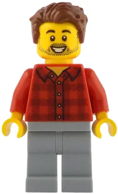 the Fan Designer - Red Plaid Flannel Shirt, Light Bluish Gray Legs