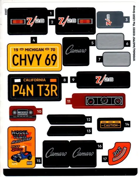 Sticker Sheet for Set 10304 - (10100656/6407957)