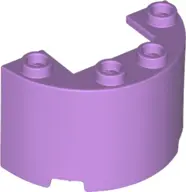Medium Lavender Cylinder Half 2 x 4 x 2 with 1 x 2 Cutout
