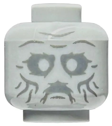 Light Bluish Gray Minifigure, Head Alien Dark Bluish Gray Cheek Lines, Chin Dimple, and Wrinkles, Su