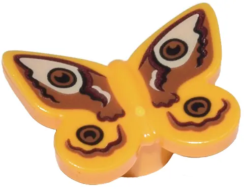 Bright Light Orange Butterfly with Stud Holder with Medium Nougat, Tan, and Reddish Brown Wings Patt