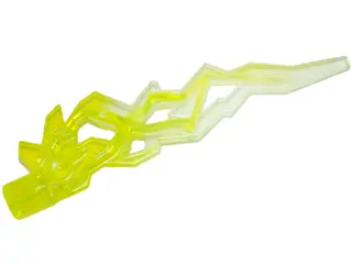 Trans-Neon Green Hero Factory Weapon Accessory, Flame / Lightning Bolt with Axle Hole with Marbled T